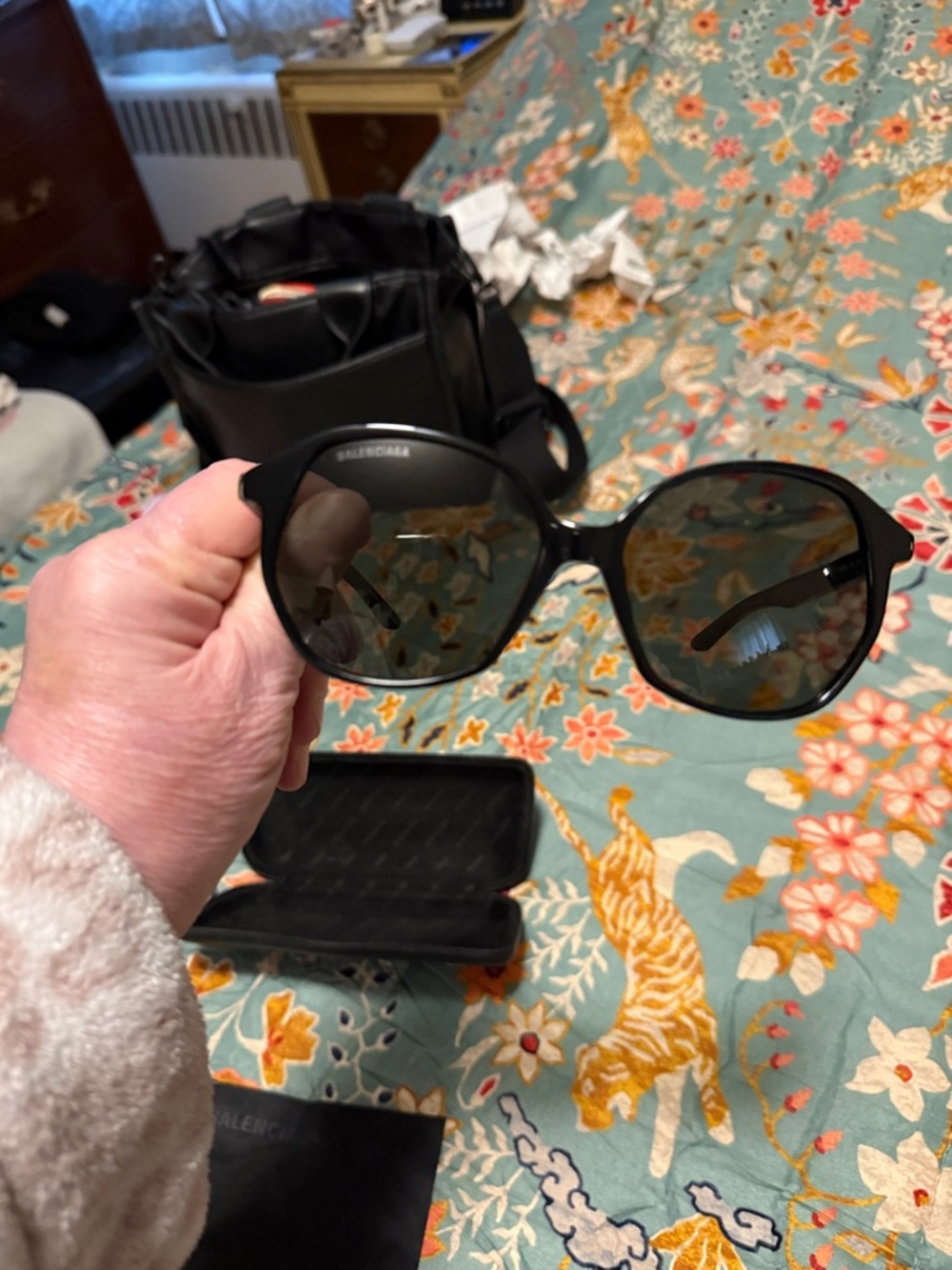 Balenciaga Black Oversized Round Women's Sunglasses